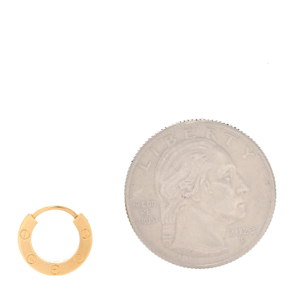 18K Yellow Gold Single LOVE Hoop Earring