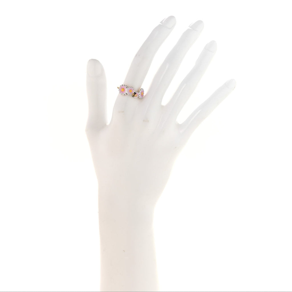 Metal Lacquer Daisy Ring Gold Multicolor