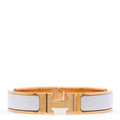 Enamel Narrow Clic Clac H Bracelet PM White