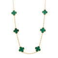 18K Yellow Gold Malachite 10 Motifs Vintage Alhambra Necklace