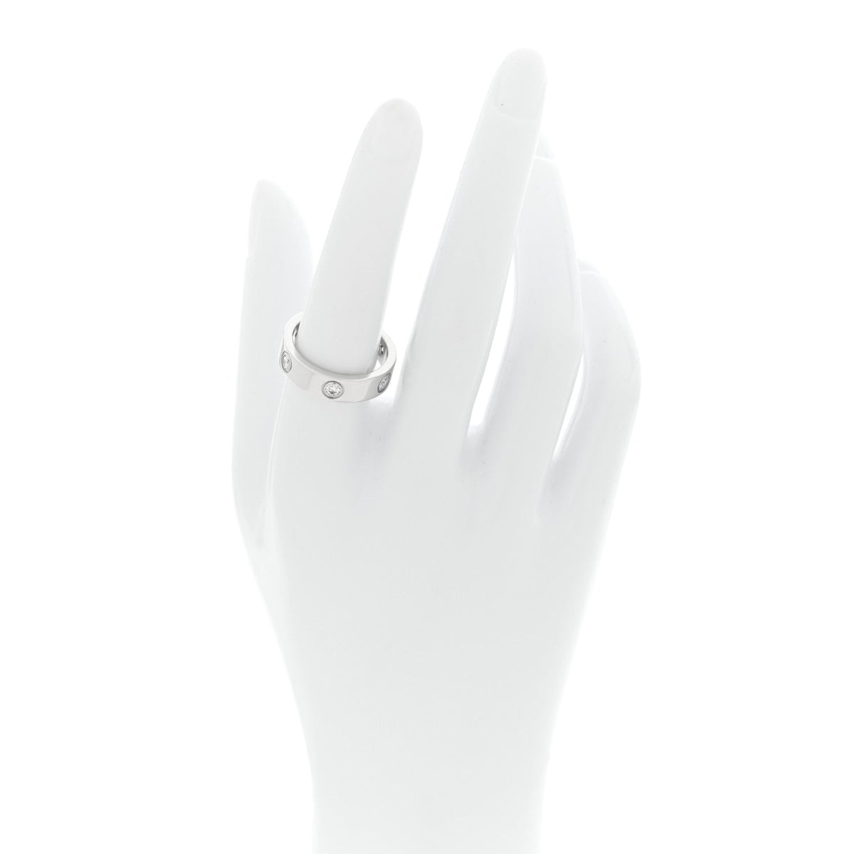 18K White Gold Gold 6 Diamond 5.5mm LOVE Ring 56 7.5