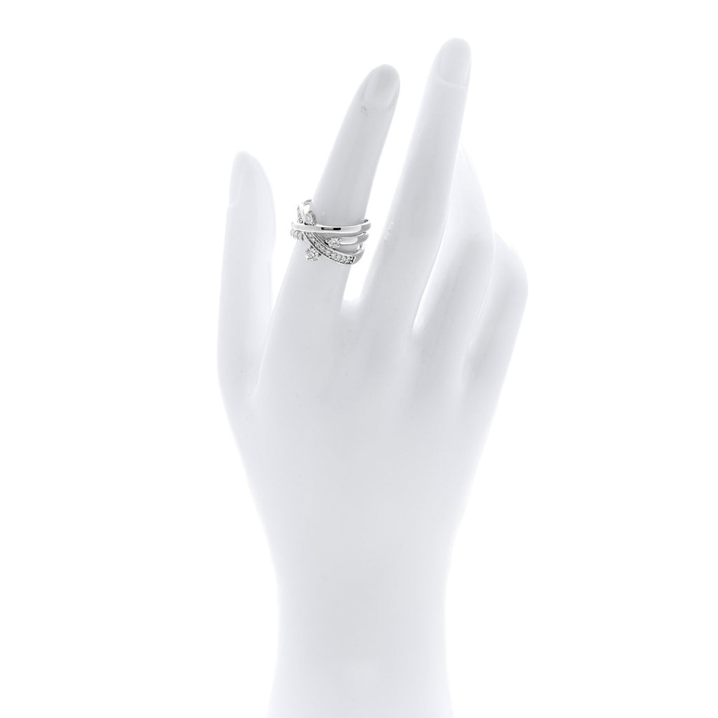 18K White Gold Diamond .64ctw Crossover Band Ring 53 6.25