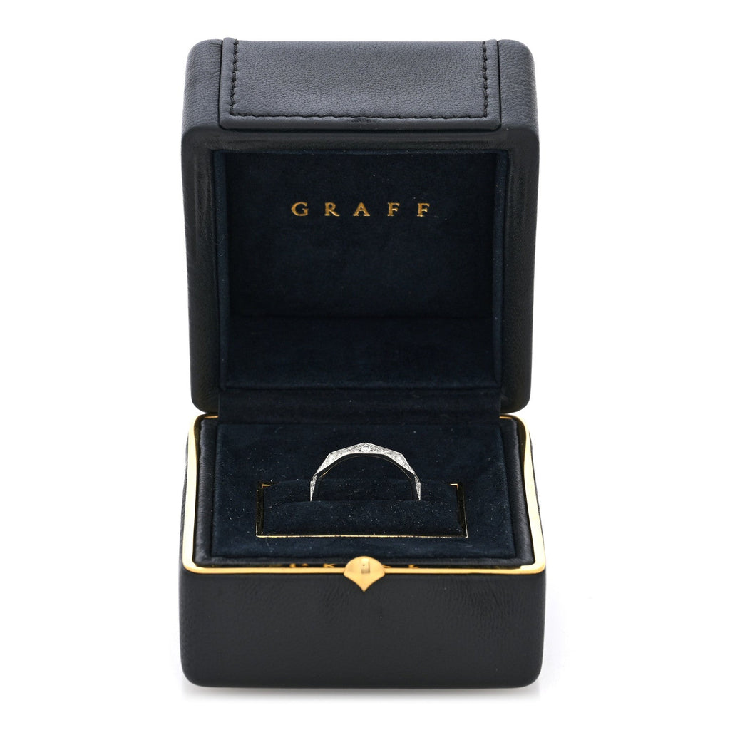 18K White Gold Diamond Laurence Graff Signature Band Ring 57 7.75