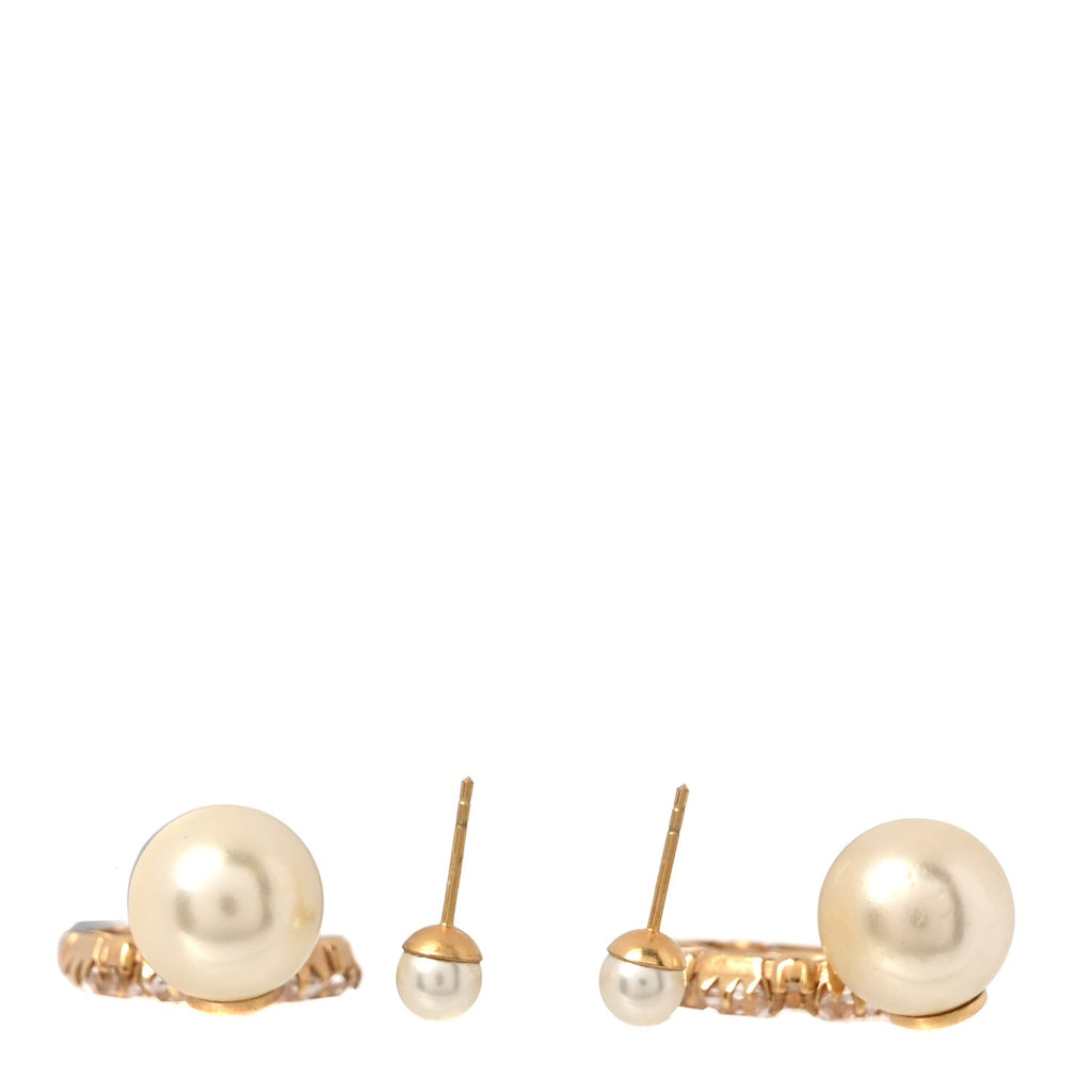 Pearl Crystal Dior Tribales Drop Earrings Gold
