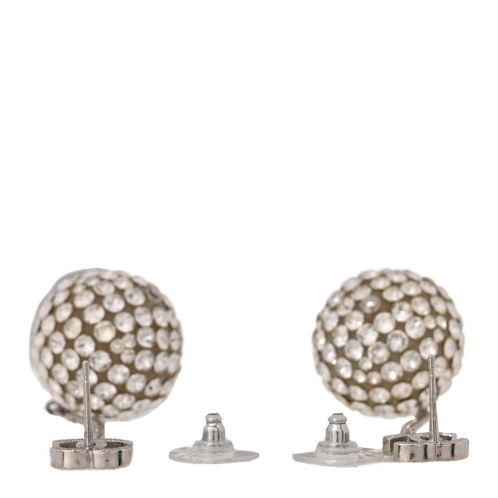 Crystal CC Ball Drop Earrings Silver
