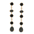 18K Yellow Gold Diamond Black Onyx Black Orchid Chatelaine Drop Earrings