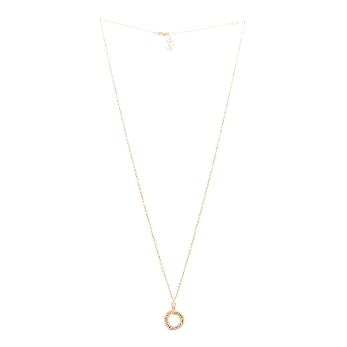 18K Pink Yellow White Gold Diamond Trinity Pendant Necklace