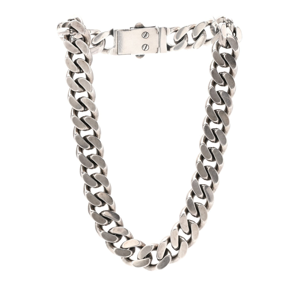 Metal Curb Chain Necklace Oxidized Silver
