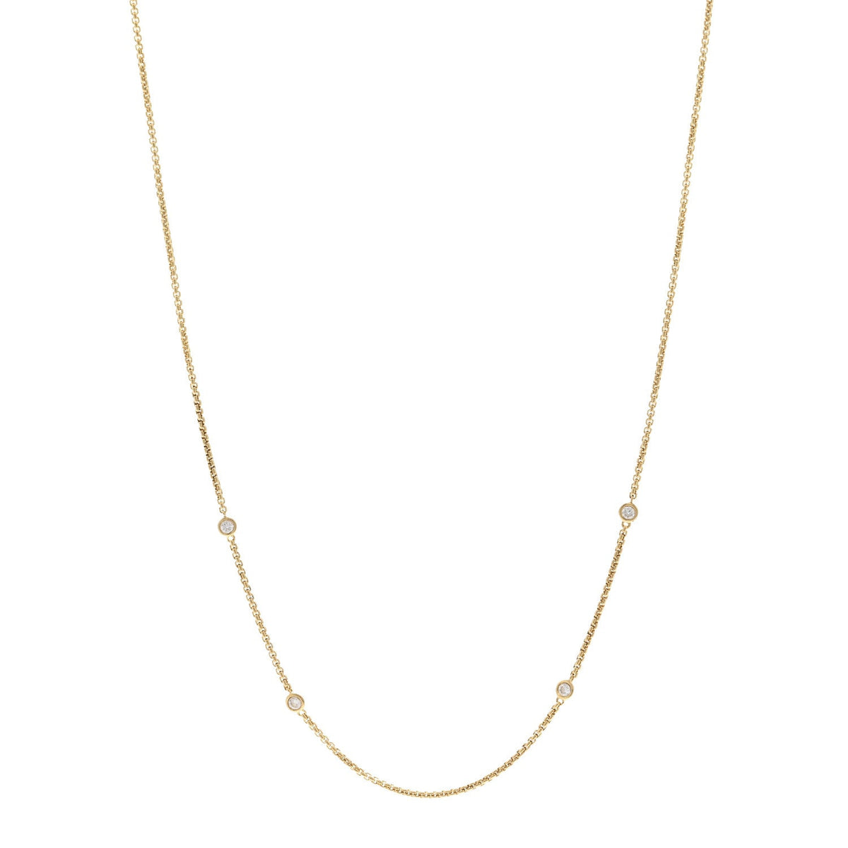 18K Yellow Gold Diamond Station Necklace