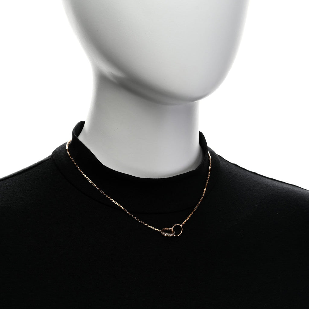 18K Pink Gold Diamond Interlocking LOVE Necklace