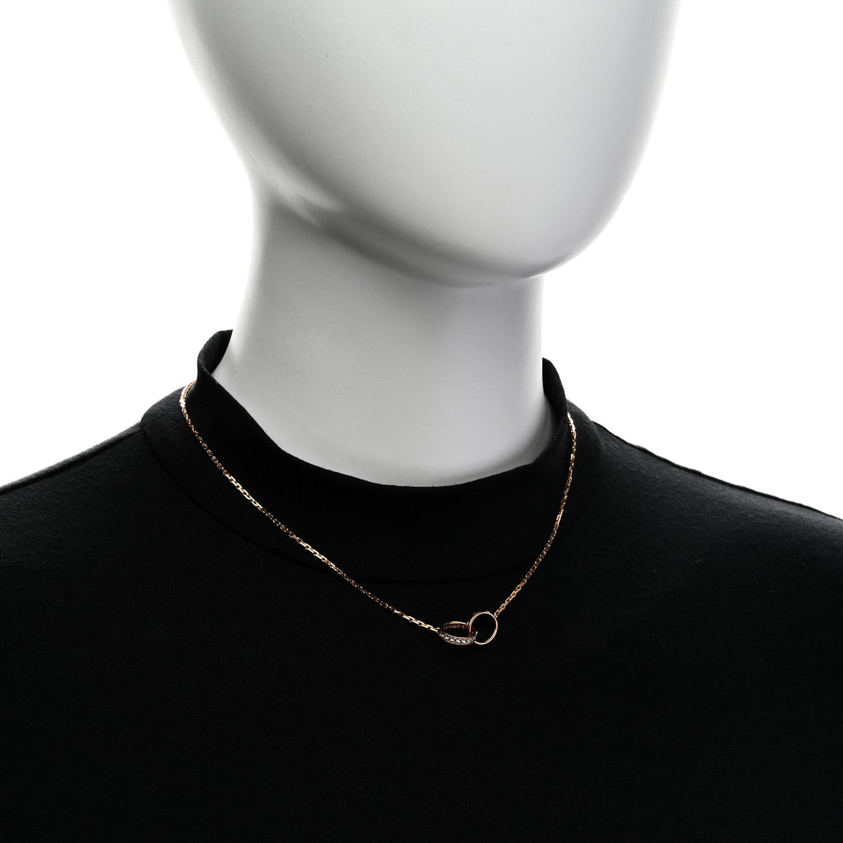18K Pink Gold Diamond Interlocking LOVE Necklace