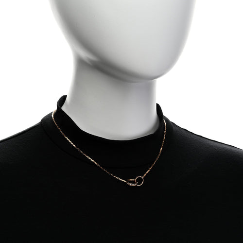 18K Pink Gold Diamond Interlocking LOVE Necklace