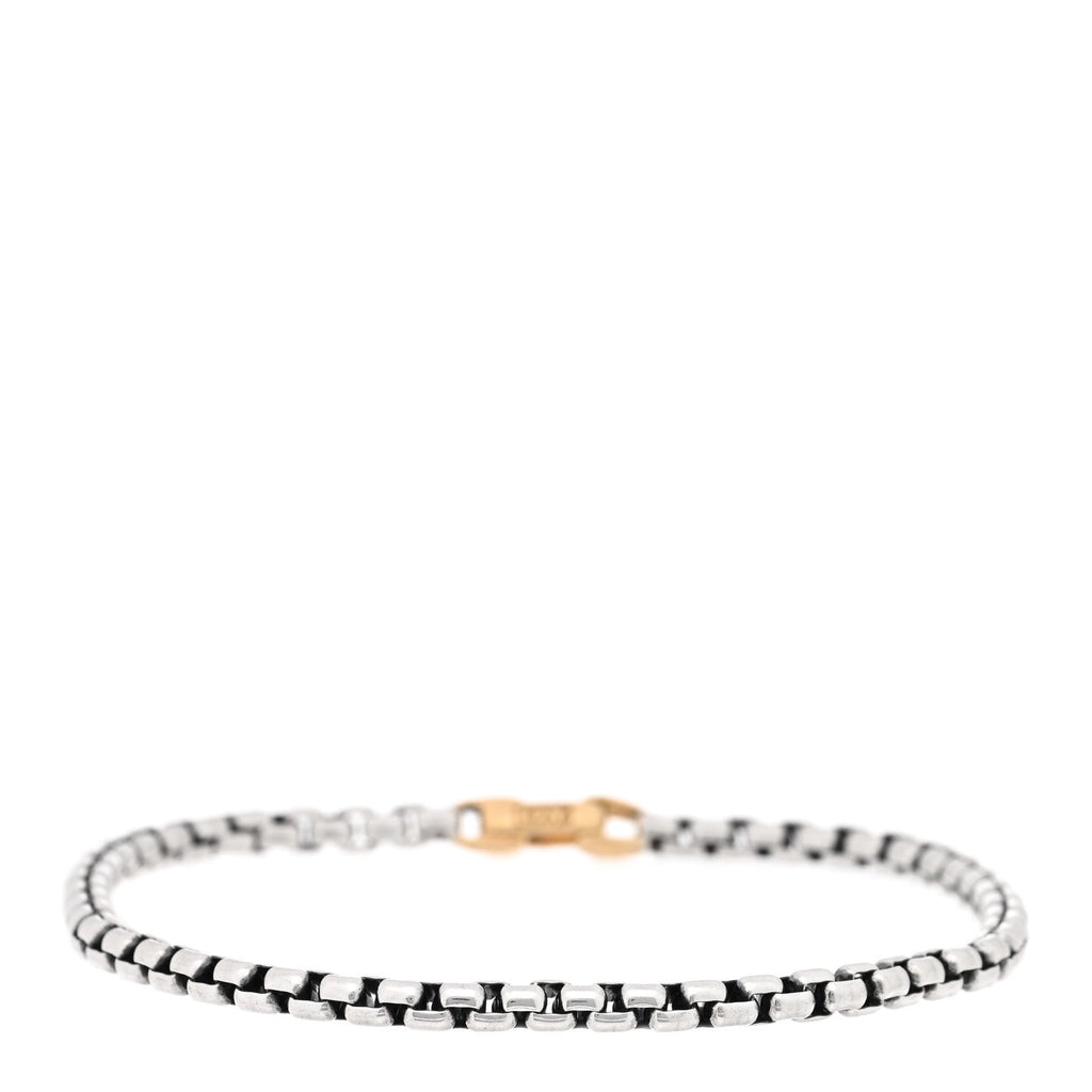 Sterling Silver 14K Yellow Gold 4mm DY Bel Aire Box Chain Bracelet