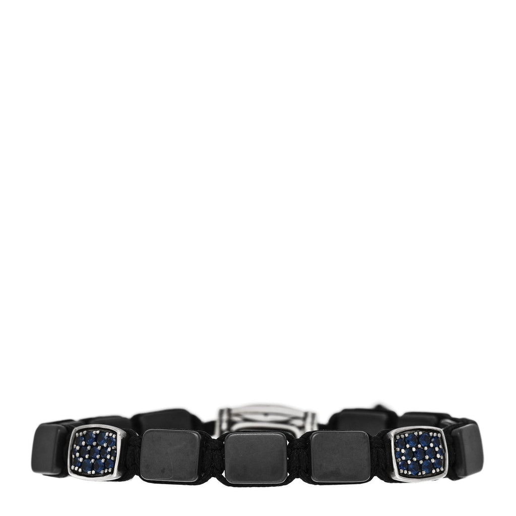 Sterling Silver Titanium Blue Sapphire Tile Station Bracelet