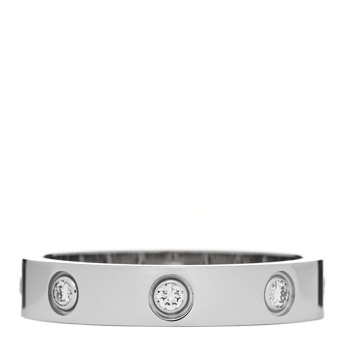18K White Gold 8 Diamond 4mm LOVE Wedding Band Ring 54 6.75