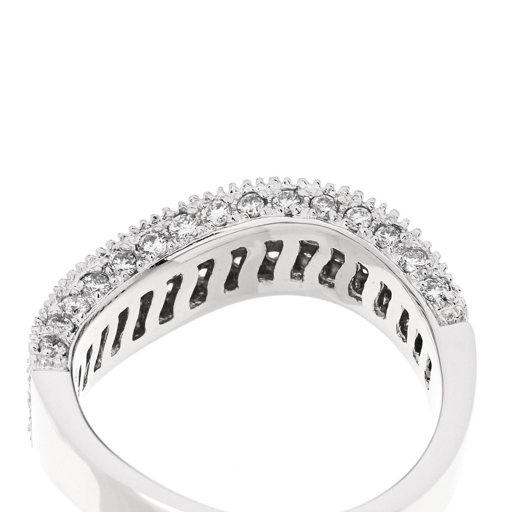 18K White Gold Diamond 1.21ctw Paved Curved Ring 54 6.75