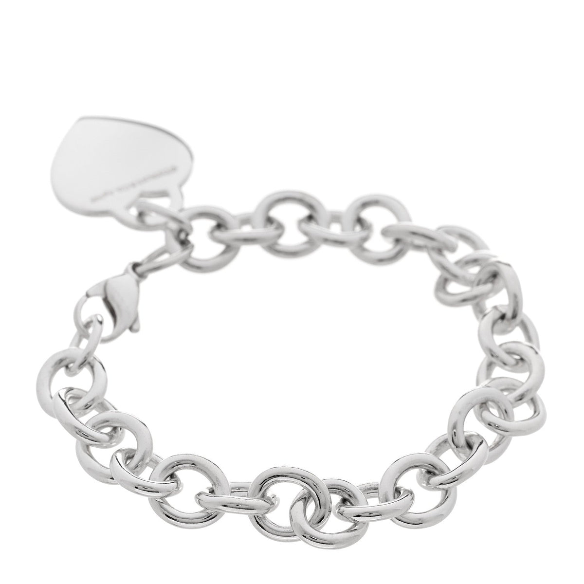 Sterling Silver Heart Tag Charm Bracelet