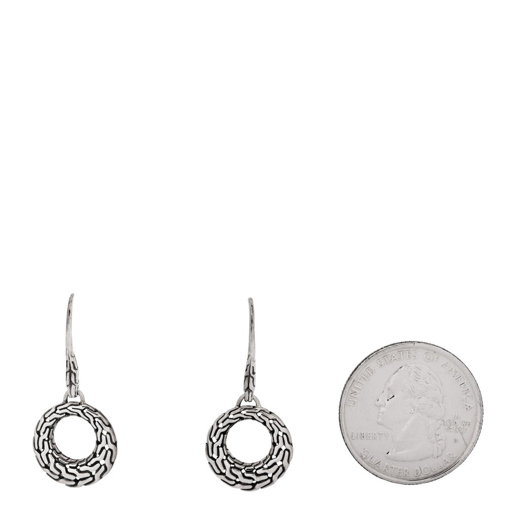 Sterling Silver Classic Chain Filigree Circle Drop Earrings