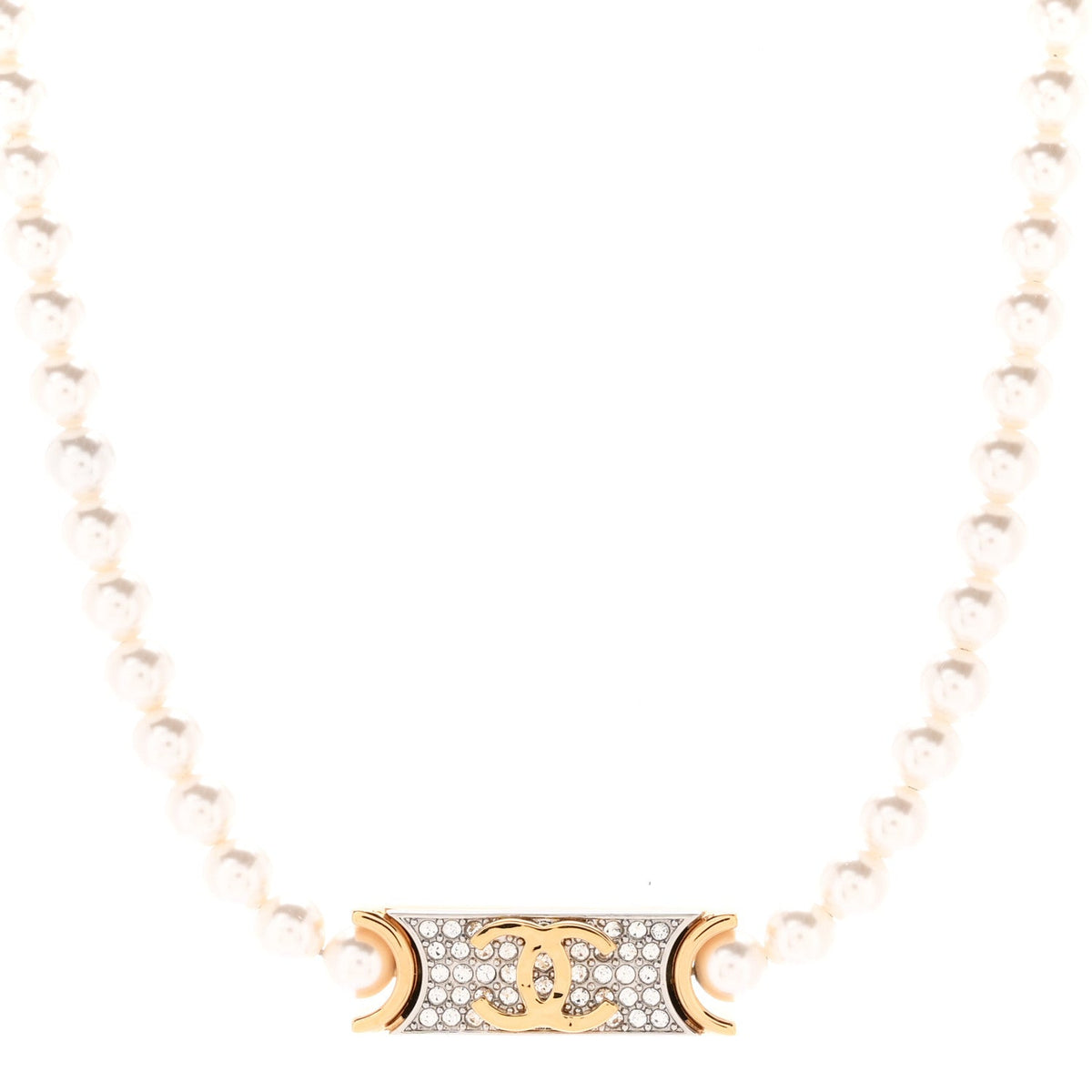 Metal Marble CC Chain Choker Necklace Gold White Gray
