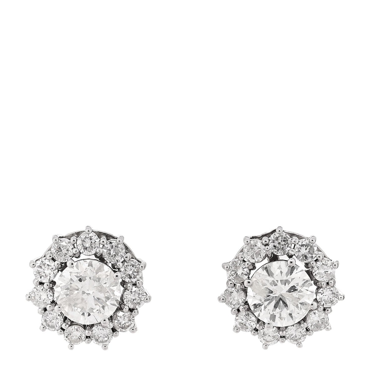 14K White Gold Diamond 3.75ctw Round Cut Halo Earrings