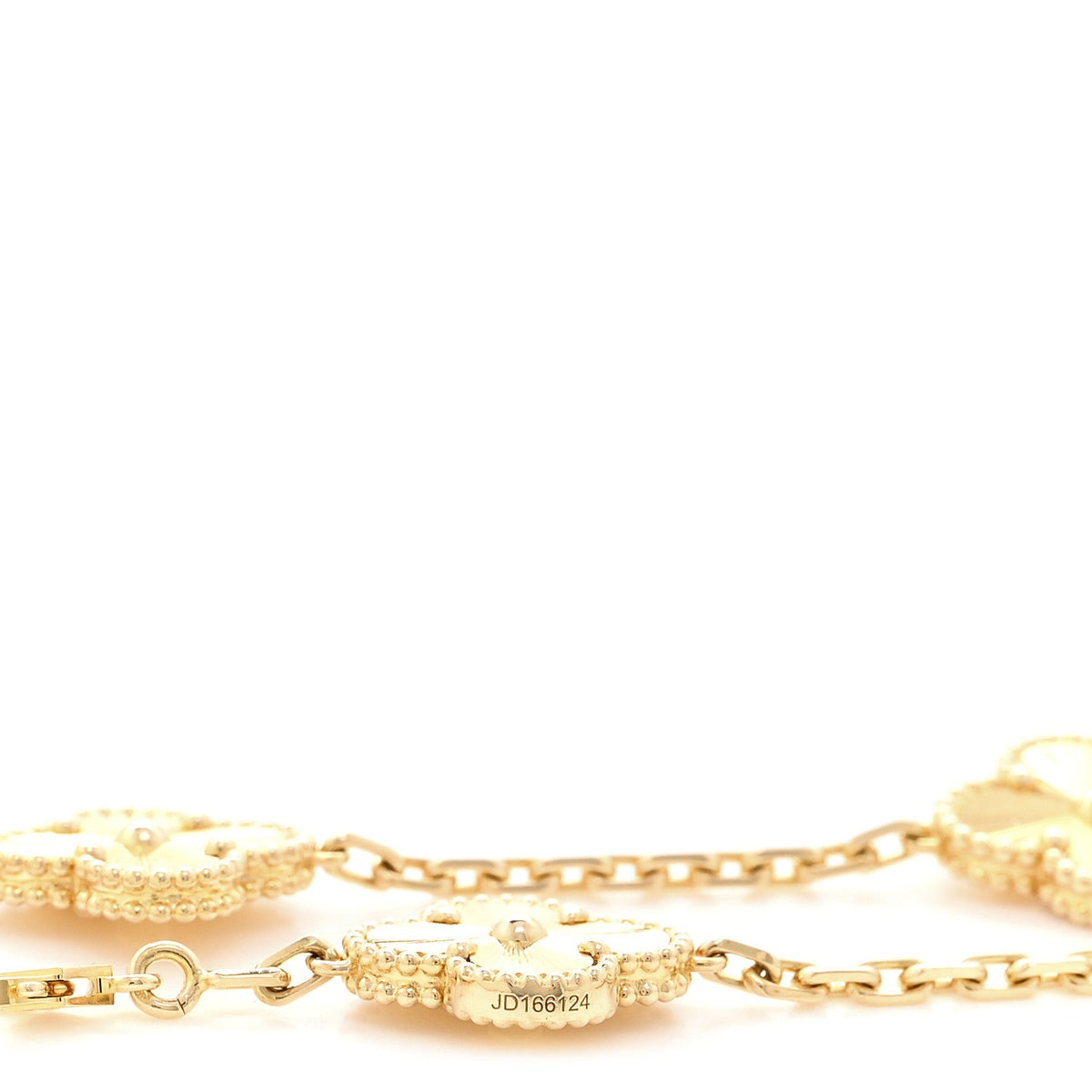 18K Yellow Gold 10 Motifs Guilloche Vintage Alhambra Necklace