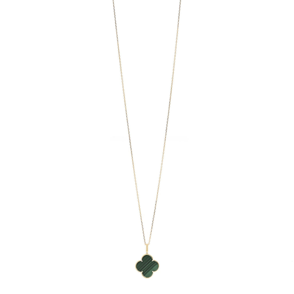 18K Yellow Gold Malachite Magic Alhambra Pendant Necklace