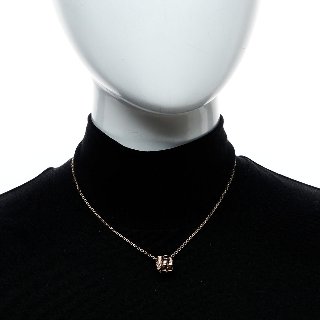 18K Rose Gold Diamond Serpenti Viper Demi Pave Pendant Necklace