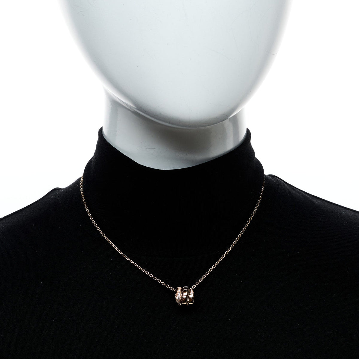 18K Rose Gold Diamond Serpenti Viper Demi Pave Pendant Necklace