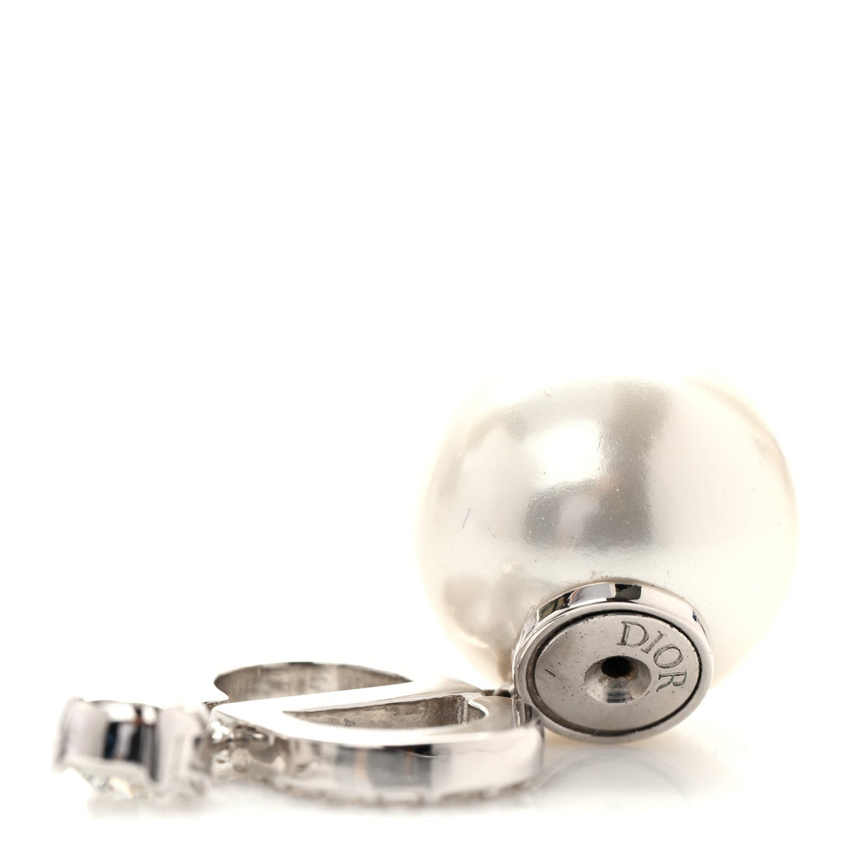 Pearl Crystal Tribal CD Drop Earrings Silver