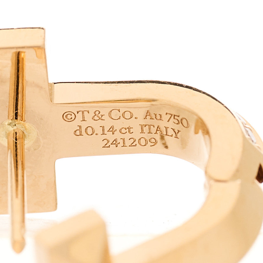 18K Rose Gold Diamond T1 Half Pave Huggie Earrings