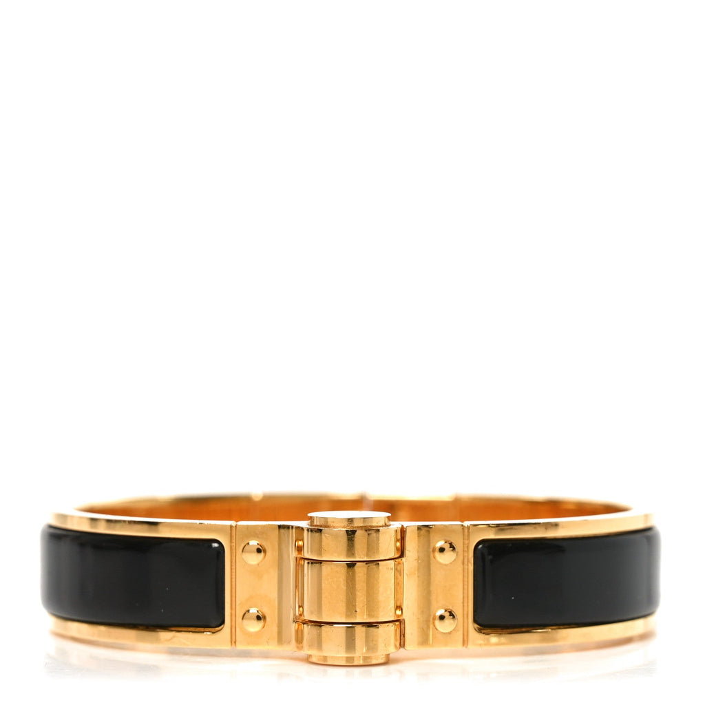 Enamel Charniere Uni Narrow Hinged Bracelet S Black