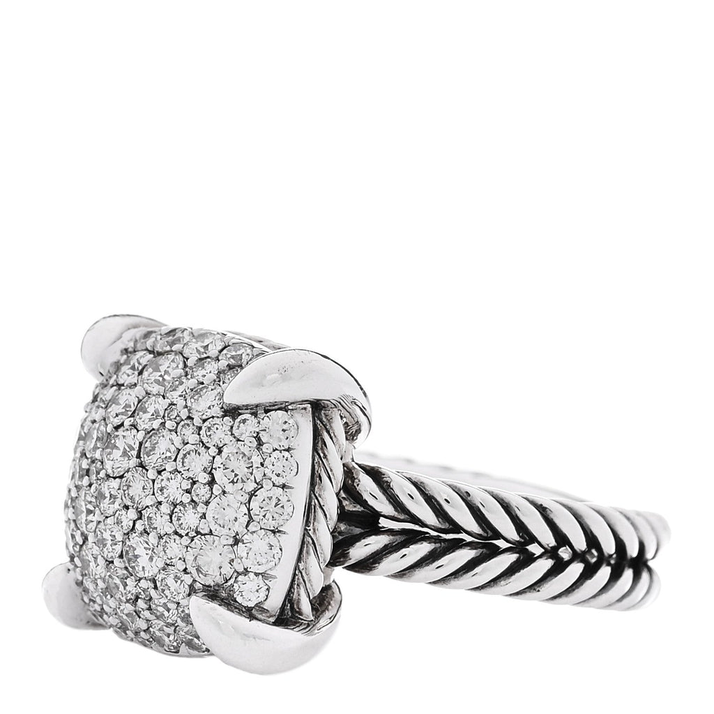 Sterling Silver Diamond 14mm Chatelaine Pave Ring 52 6