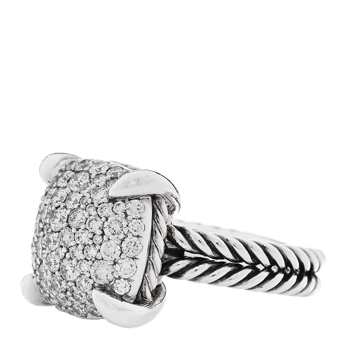 Sterling Silver Diamond 14mm Chatelaine Pave Ring 52 6