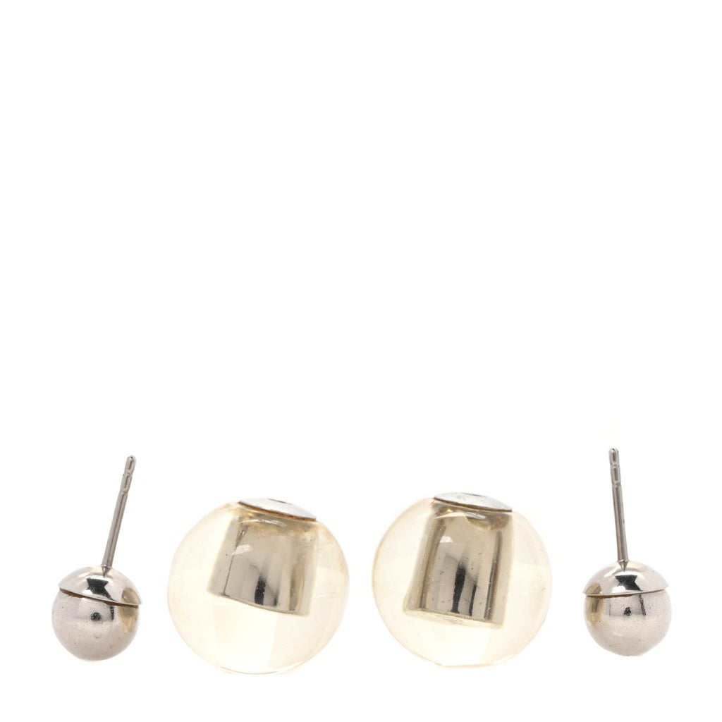 Mise En Dior Tribal Logo Earrings Translucent Silver