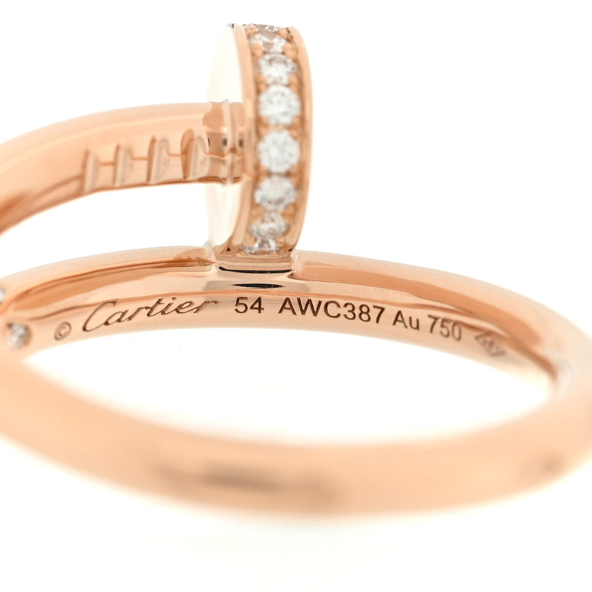 18K Pink Gold Diamond Juste Un Clou Ring 54 6.75