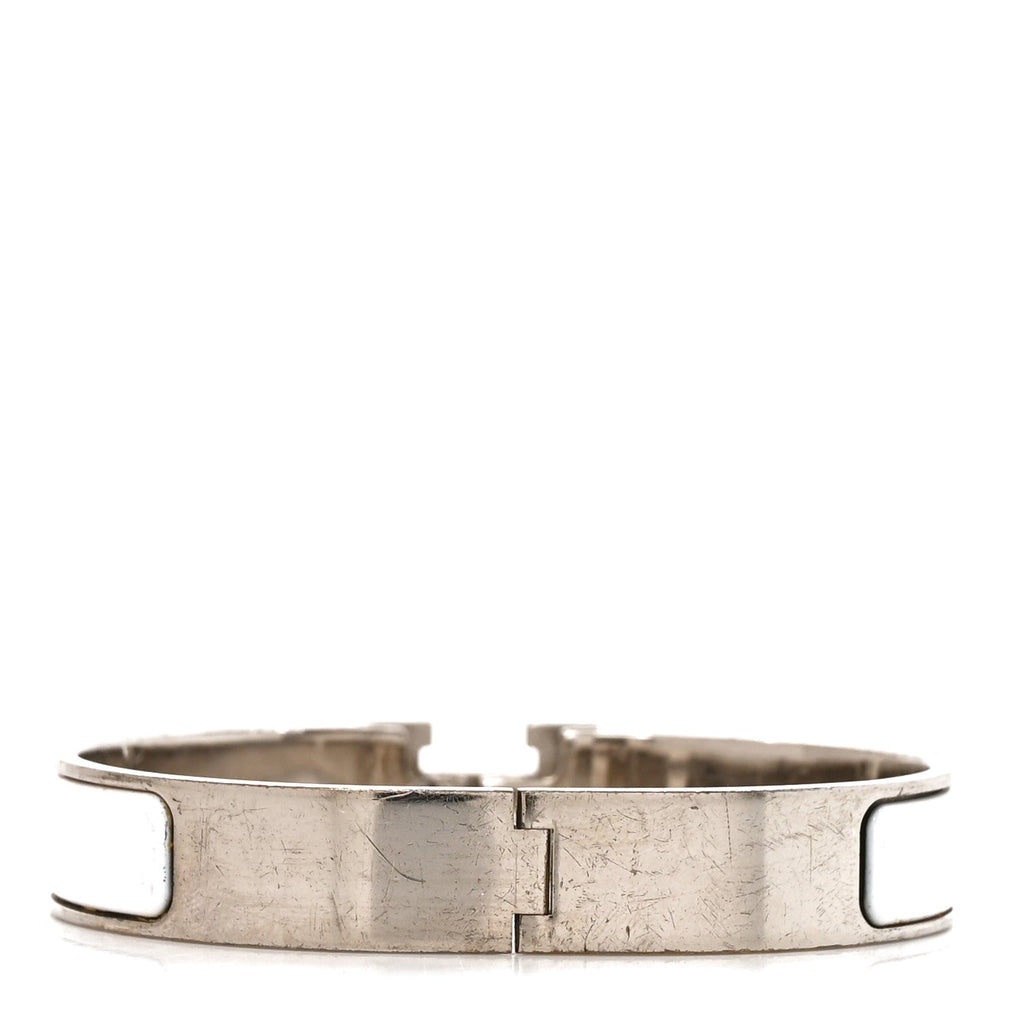 Enamel Narrow Clic Clac H Bracelet GM White