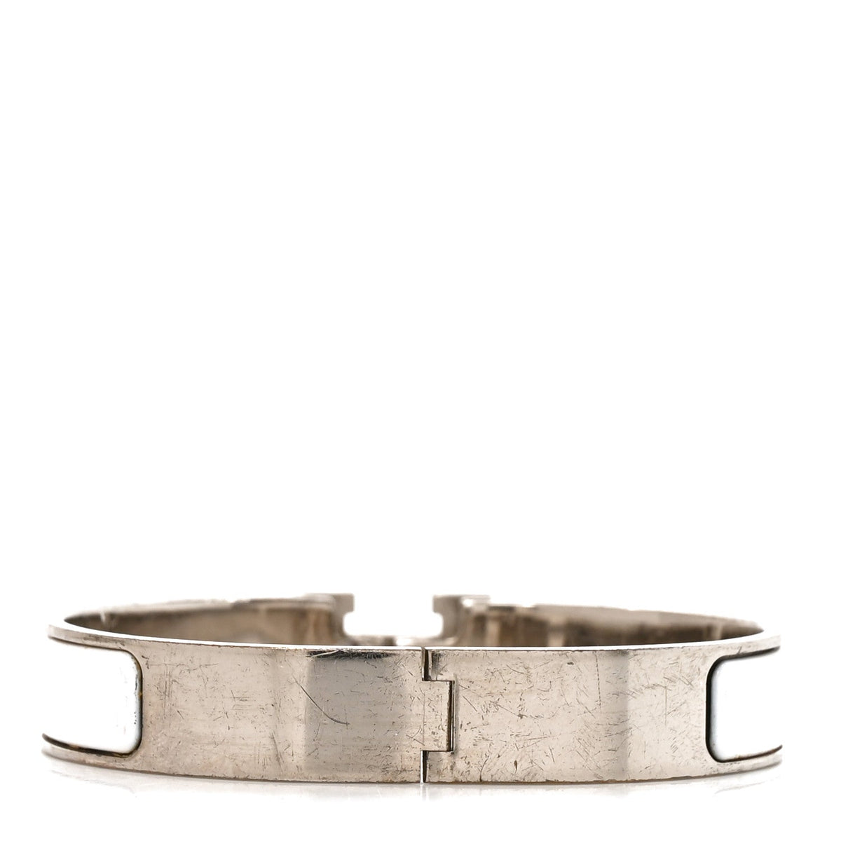 Enamel Narrow Clic Clac H Bracelet GM White