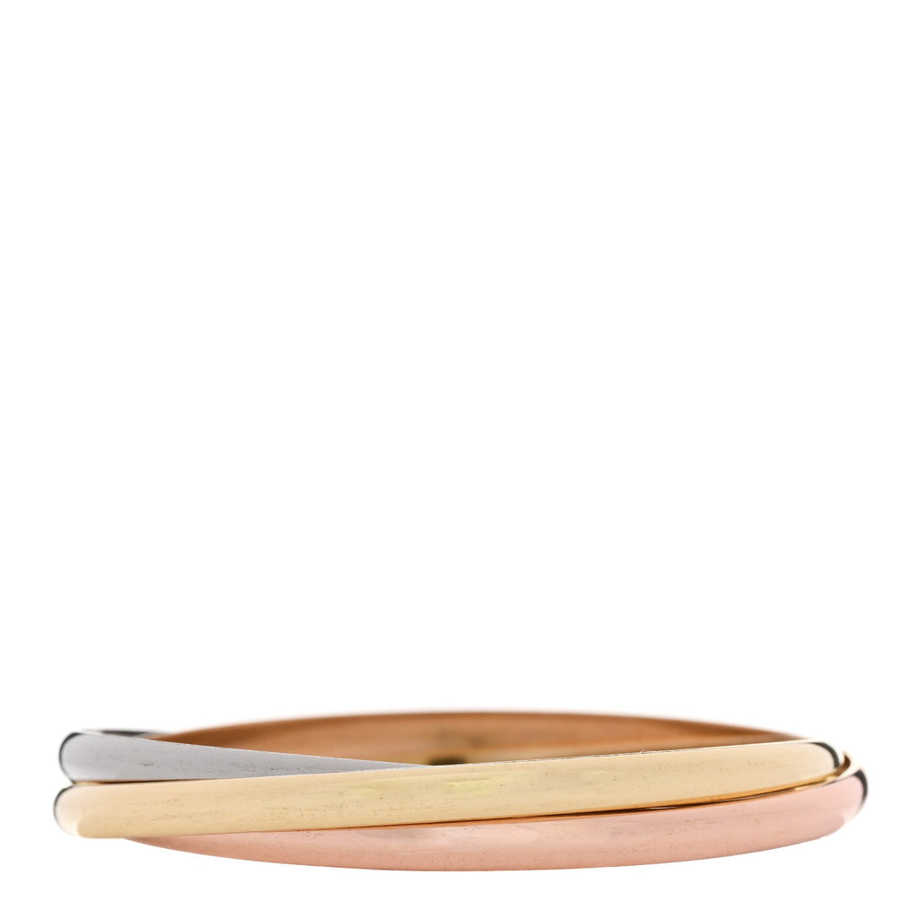 18K Pink Yellow White Gold 4.4mm Trinity Bangle Bracelet