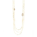 Metal Pearl Crystal Graduated CC Multi Strand Necklace Gold