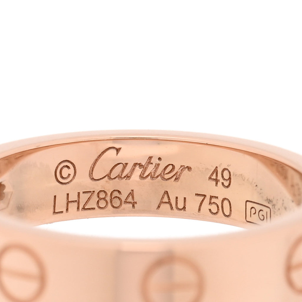 18K Pink Gold Diamond 4mm LOVE Wedding Band Ring 49 5
