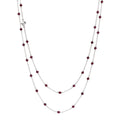 Sterling Silver Garnet Bead Chain Necklace 60"