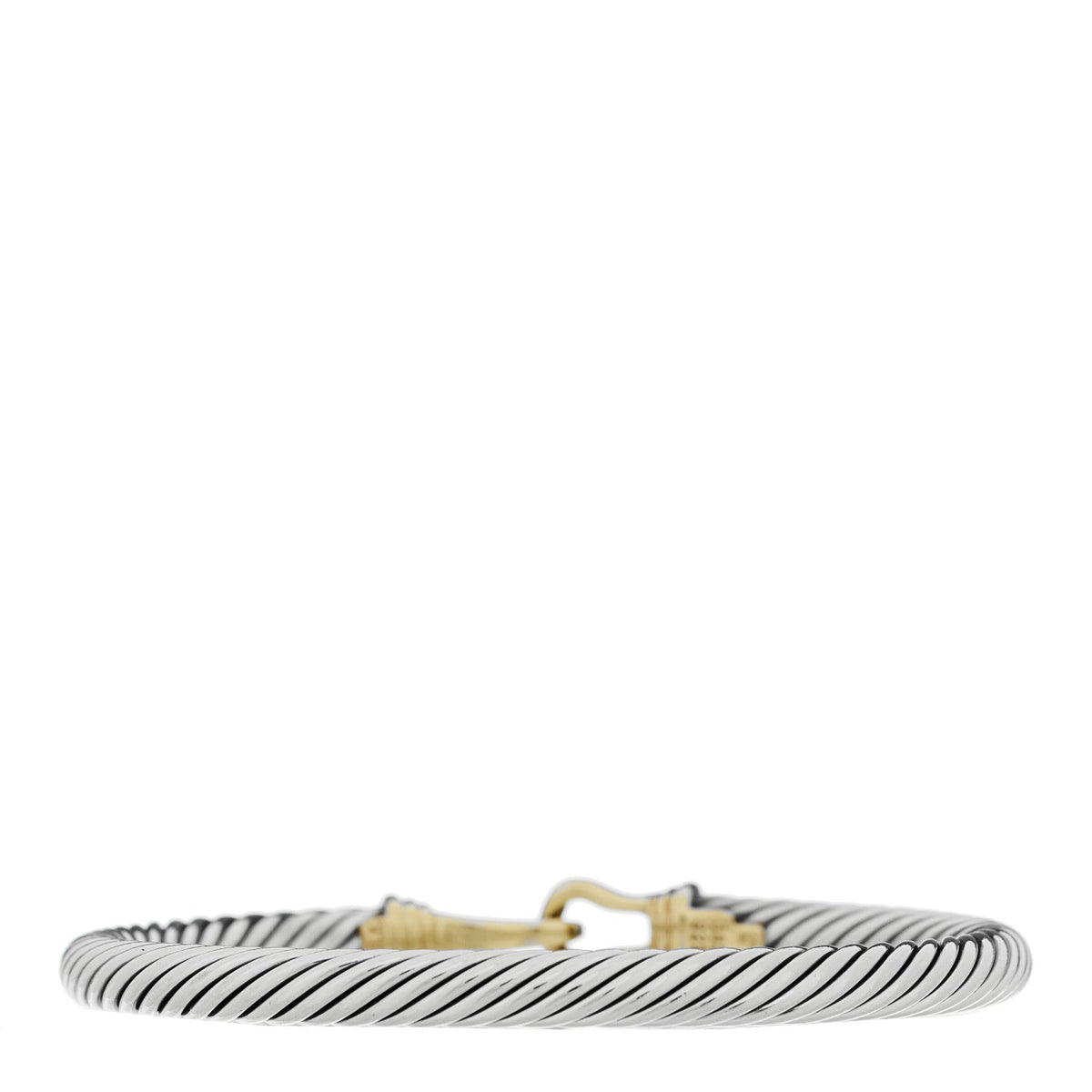 Sterling Silver 14K Yellow Gold 5mm Cable Classic Buckle Bracelet