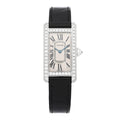 18K White Gold Alligator Diamond Bezel 19mm Tank Americaine Quartz Watch