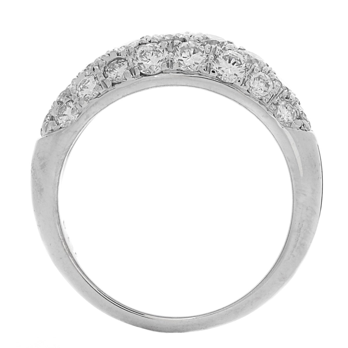 Platinum Diamond 1.18ctw Three Row Dome Band Ring  52 6