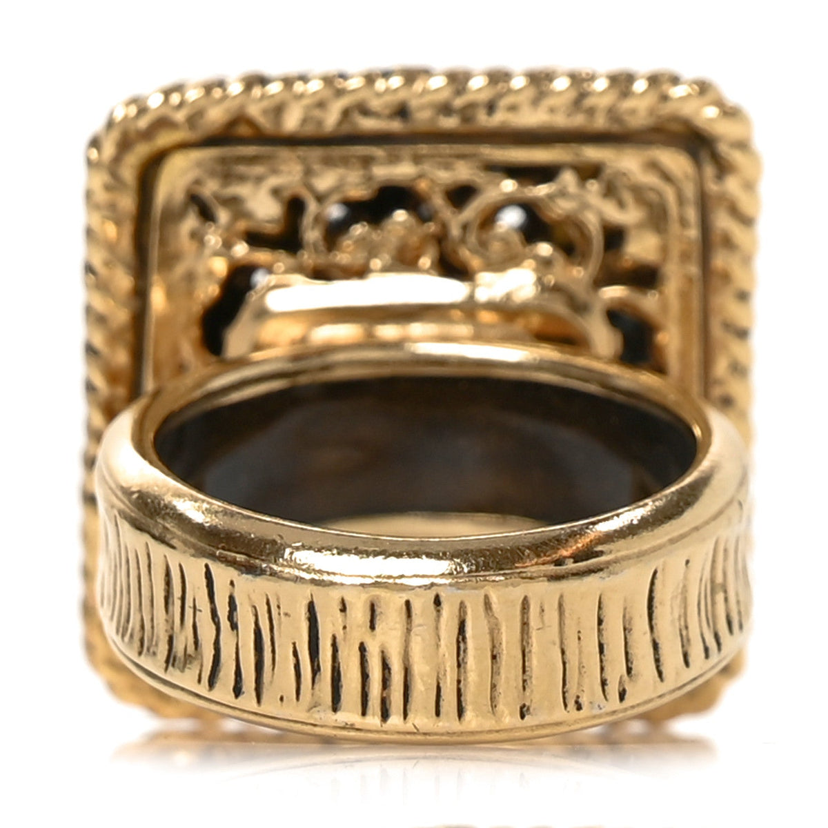 Enamel Gripoix CC Ring 52 6 Gold Burgundy