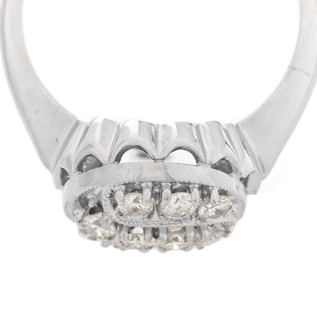 14K White Gold Diamond .40ctw Round Cocktail Ring 53 6.5