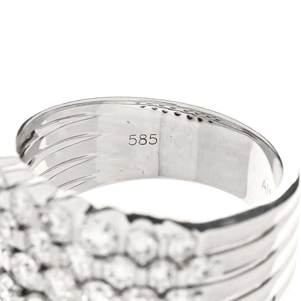 14K White Gold Diamond 1.90ctw Five Row Band Ring 53 6.25