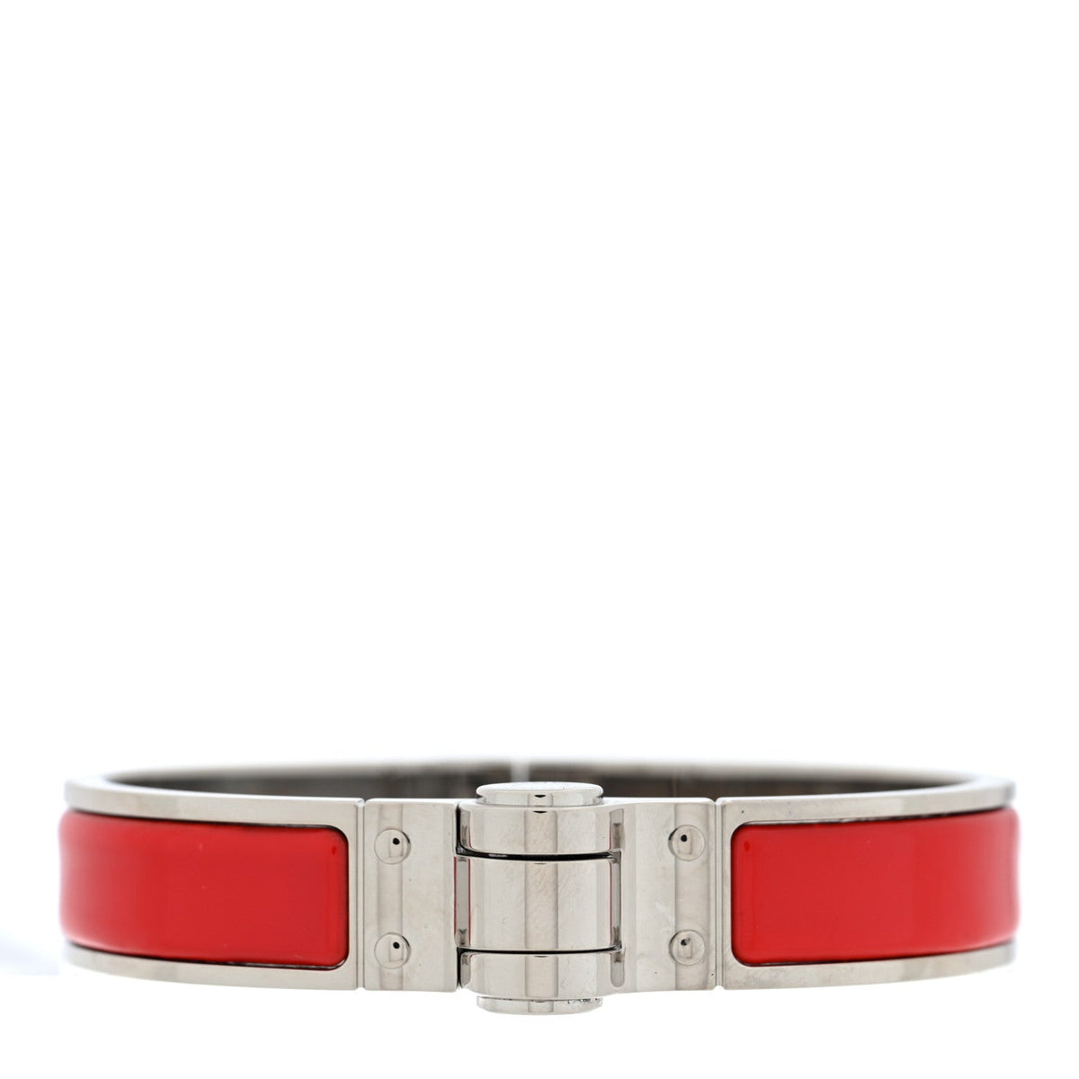Enamel Charniere Uni Narrow Hinged Bracelet S Rouge Vif