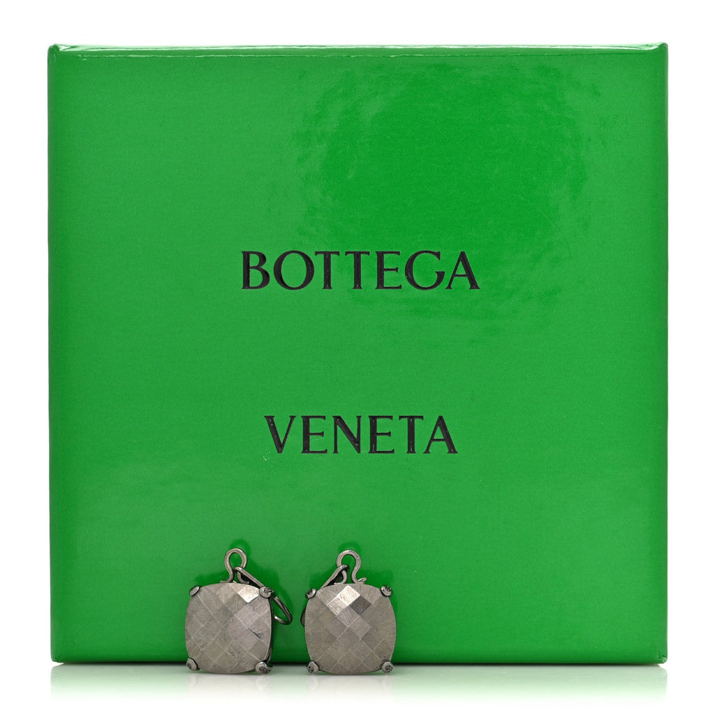 18K White Gold Black Diamond Intrecciato Pepita Earrings Gold