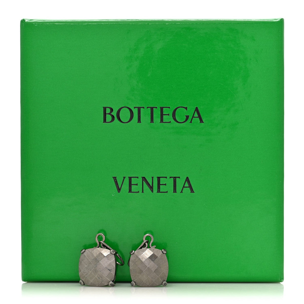 18K White Gold Black Diamond Intrecciato Pepita Earrings Gold